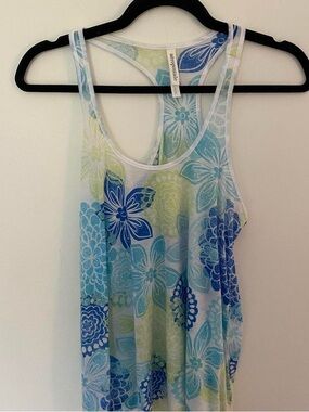 Aeropostale White Tank Top with Blue & Aqua Floral Print